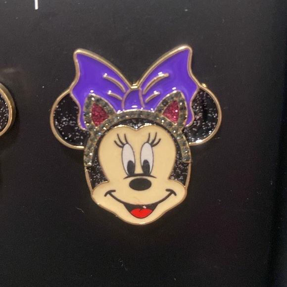 NWT Disney x Baublebar Minnie Mouse Halloween Cat Ears Purple Bow Stud Earrings - Picture 2 of 7
